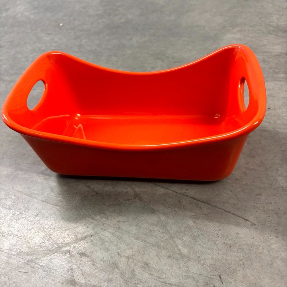 Rachael Ray Orange Stoneware Baker Casserole Dish 9x5 Rectangular Serving Baking